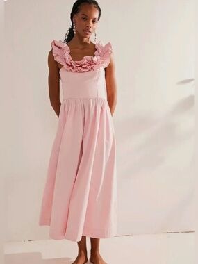 Free People Endless Summer Ruffle It Up Midi Dress M prairie romantic